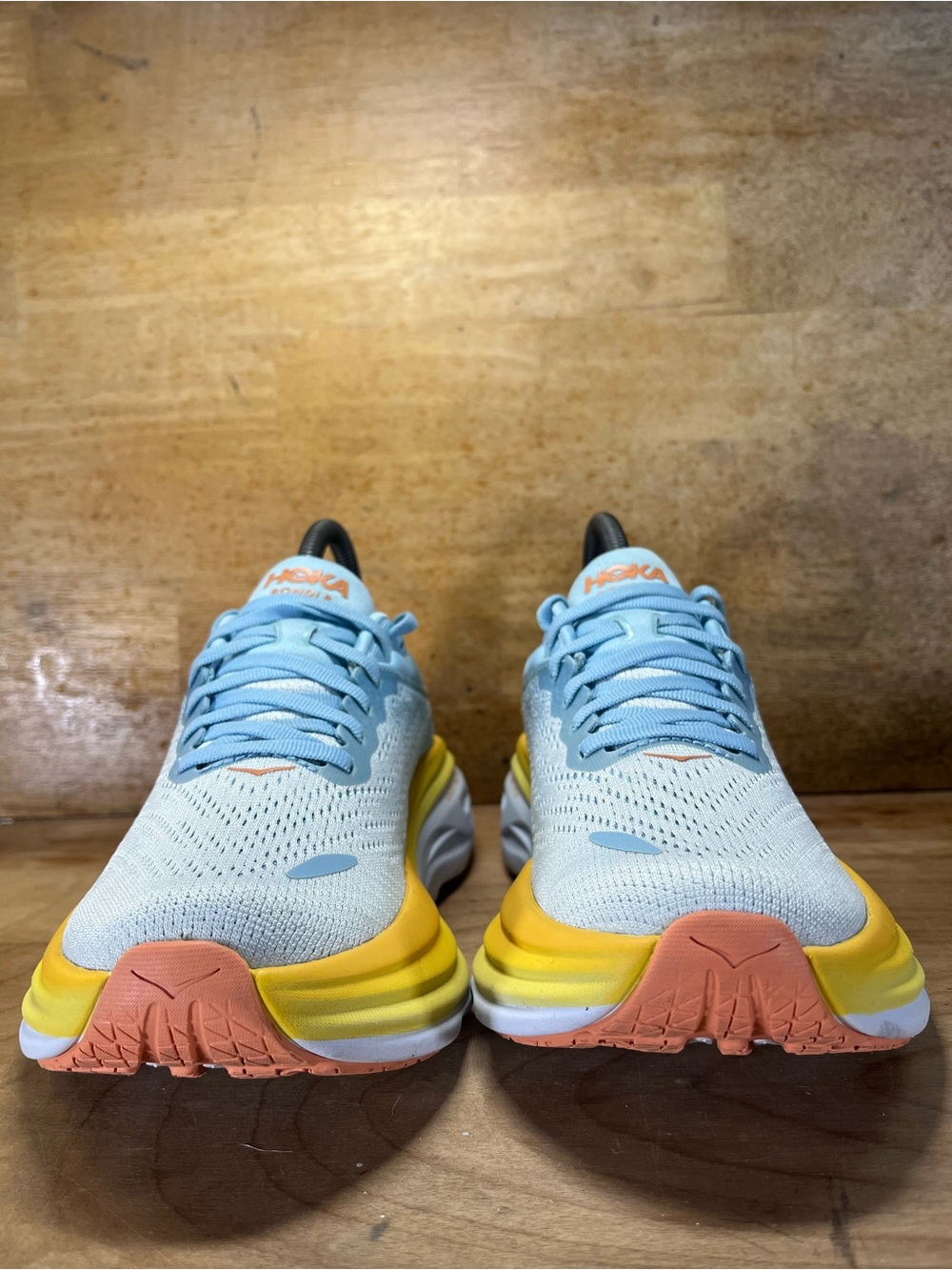 Hoka One One Bondi 8 Womens Size 5.5 Running Shoes Sneakers Blue Yellow - Picture 2 of 12